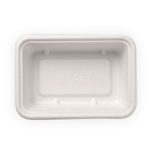 BioPak BioPak Biocane Takeaway Lunch Box Base White 600m - CT/500 Disposable Food Packaging  