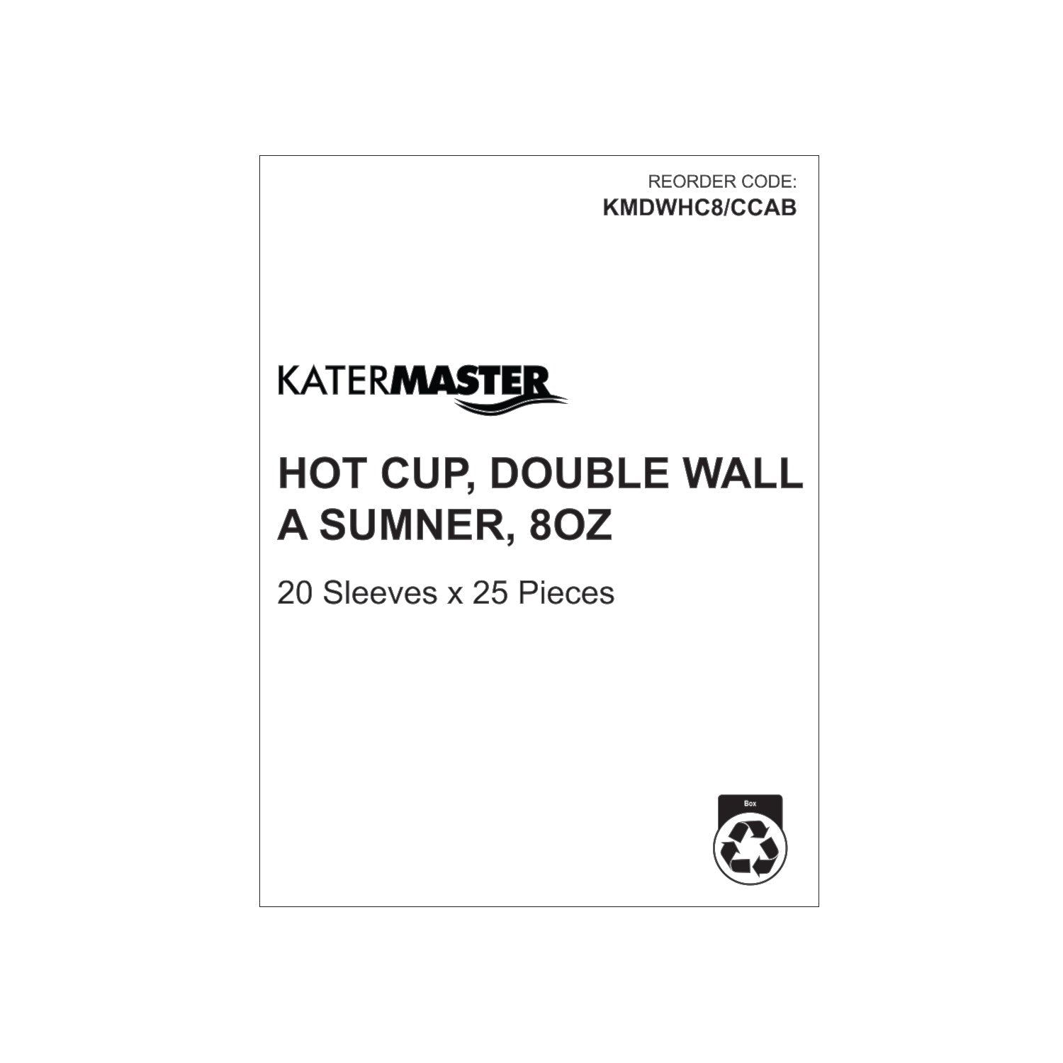 Katermaster Katermaster Hot Cup Double Wall 8oz - CT/500 Disposable Food Packaging  