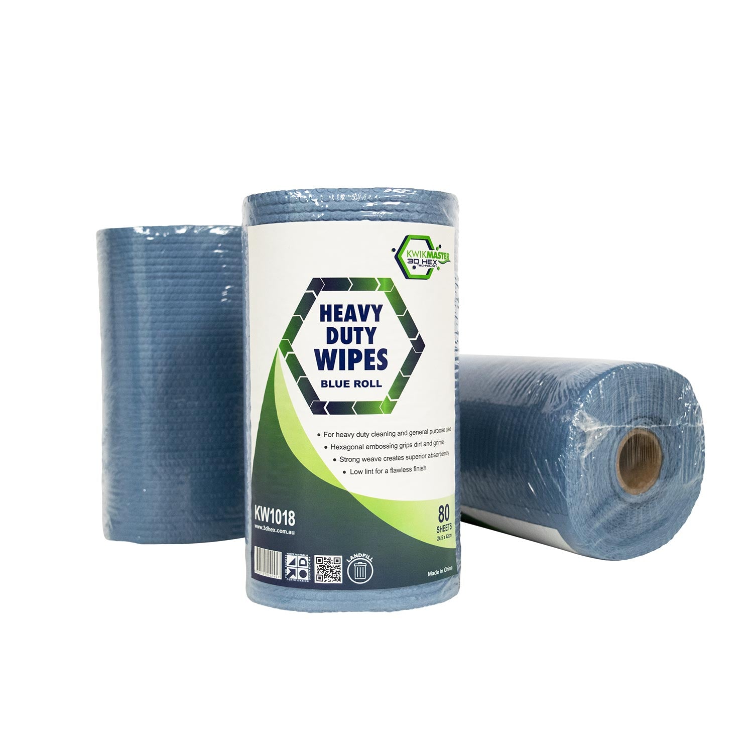 Kwikmaster Kwikmaster 3D Hex Wiper Blue Roll - CT of 8 Cleaning & Washroom Supplies  