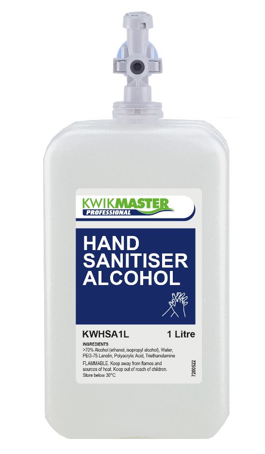 Kwikmaster Professional Kwikmaster Professional Instant Hand Sanitiser 70% Alcohol 1L CT/6 Cleaning & Washroom Supplies  