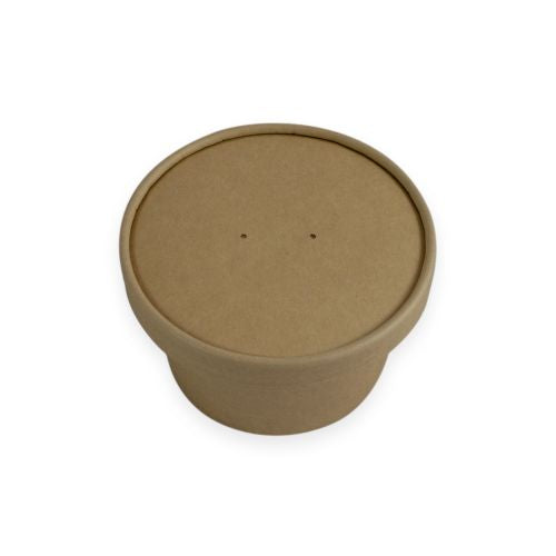 Sustain Sustain Paper Lid Kraft Brown To Suit Round Paper Bowl 12-24oz 115mm - CT/500 Disposable Food Packaging Carton of 500 