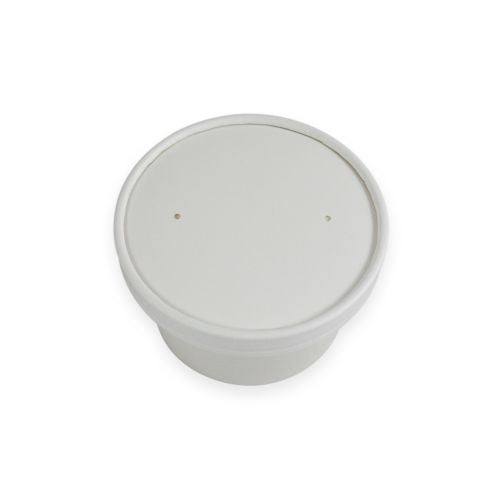 Sustain Sustain Paper Lid White To Suit Round Paper Bowl 12-24oz 115mm - CT500 Disposable Food Packaging  