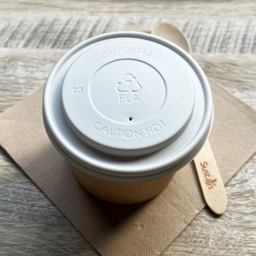 Sustain Sustain PLA Lid To Suit Round Paper Bowl 8oz 90mm - CT/1000 Disposable Food Packaging  