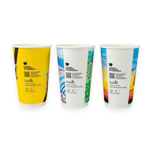 Sustain Aqueous Hot Cup Double Wall 16oz - CT/500 Disposable Cups  
