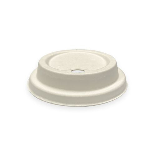 Sustain Sustain Hot Cup Lid White Pulp 12oz/16oz/8oz Wide - CT/1000 Bags & Takeaway Carton of 1000 