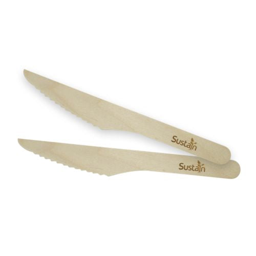 Sustain Sustain Wooden Cutlery Knife 165MM - PK/100 Bags & Takeaway  