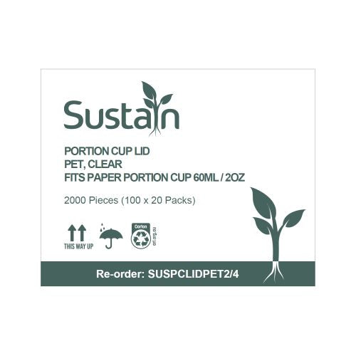 Sustain Sustain Pet Lid To Suit Paper Portion Cup 60ml/2oz - CT/2000   