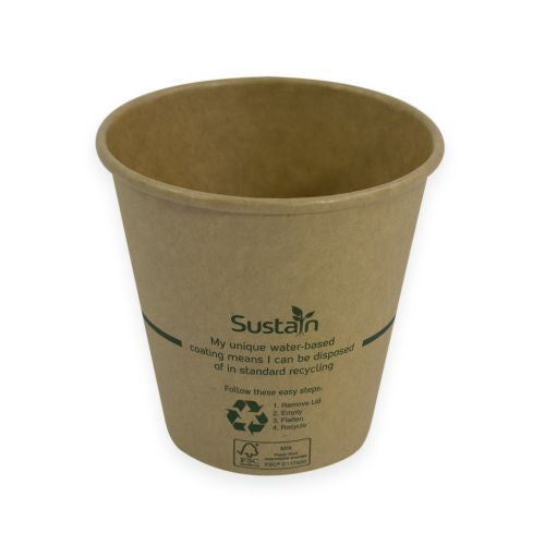 Sustain Sustain Hot Cup Single Wall Aqueous Kraft 8oz Wide - CT/1000 Bags & Takeaway  