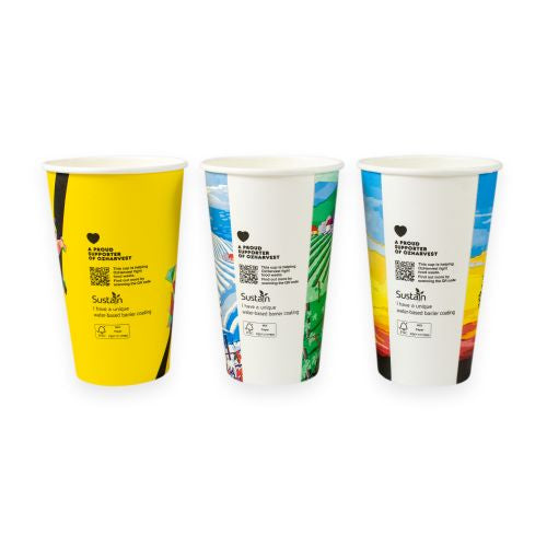 Sustain Aqueous Hot Cup Single Wall 16oz - CT/1000 Disposable Cups  