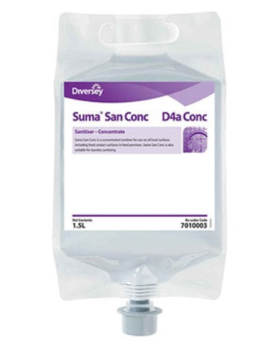 Suma Diversey Suma San Conc D4A Sanitiser 1.5L - CT/4 Cleaning & Washroom Supplies  