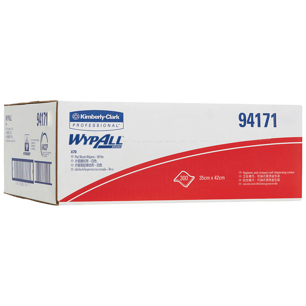 Wypall Kimberly-Clark Wypall x70 Wiper Flat Sheet 35 x42 White - CT/300 Cleaning & Washroom Supplies  