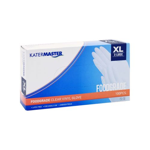 Katermaster Katermaster Glove Vinyl Powdered Clear - BX/100 Safety & PPE X-Large Box of 100