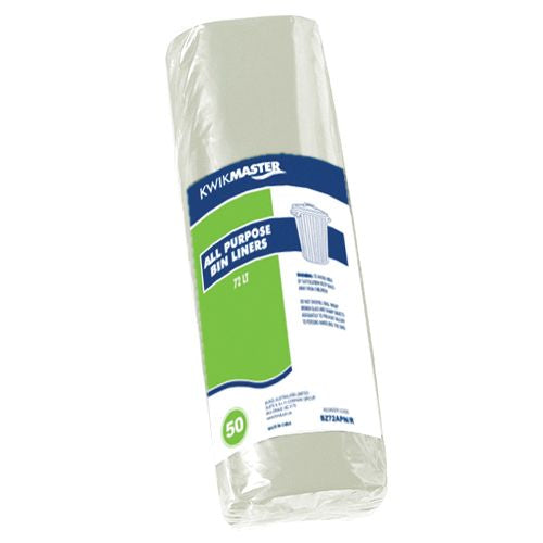 Kwikmaster Kwikmaster Bin Liner All Purpose Roll Natural 70-77L - CT/500 Cleaning & Washroom Supplies  