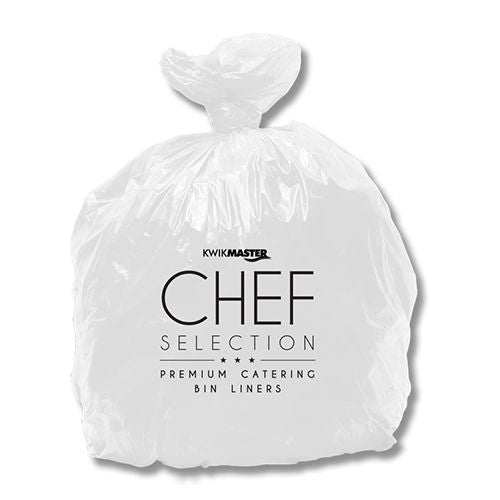 Kwikmaster Kwikmaster Bin Liner Chef Selection Heavy Duty White 80L - CT/400 Cleaning & Washroom Supplies  