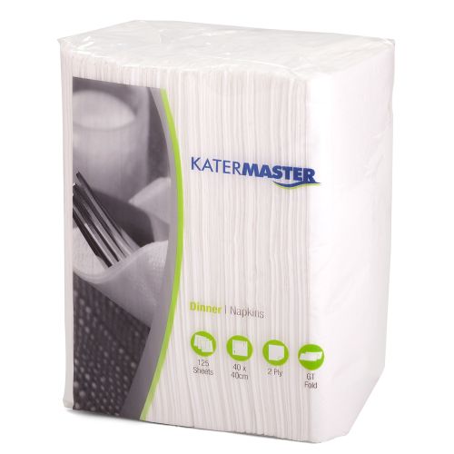 Katermaster Katermaster Napkin Dinner Sugar Cane 2ply GT White - CT/1000 Bags & Takeaway Carton of 1000 