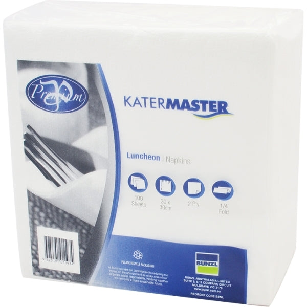 Katermaster Katermaster Napkin Lunch 2pl 1/4 White - CT/2000 Bags & Takeaway Carton of 2000 