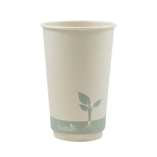 Sustain Sustain Cup Hot Double Walled Bamboo - CT/500 Bags & Takeaway 16oz Carton of 500