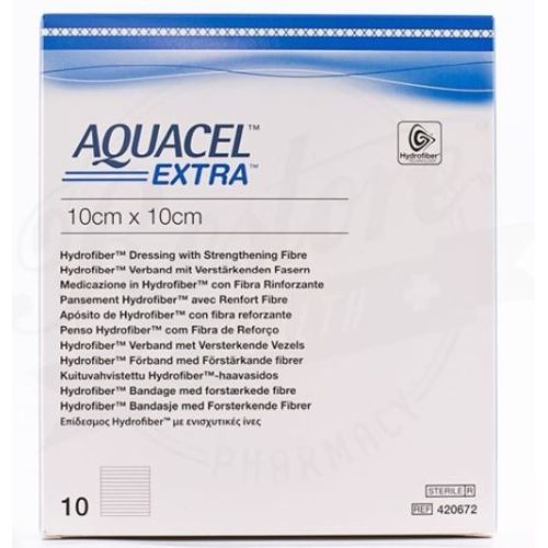 Aquacel Aquacel Extra Hydrofiber Dressing Sterile 10x10cm - BX/10 Healthcare  