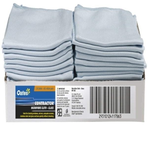 Oates Oates Contractor Microfibre Glass Cloth Blue - Each cleaning & washroom supplies  