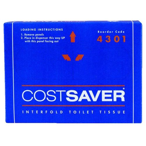 Kimberly-Clark Costsaver Toilet Paper Tissue Interfold 1ply 200 sheets - CT/72 Bathroom Supplies  