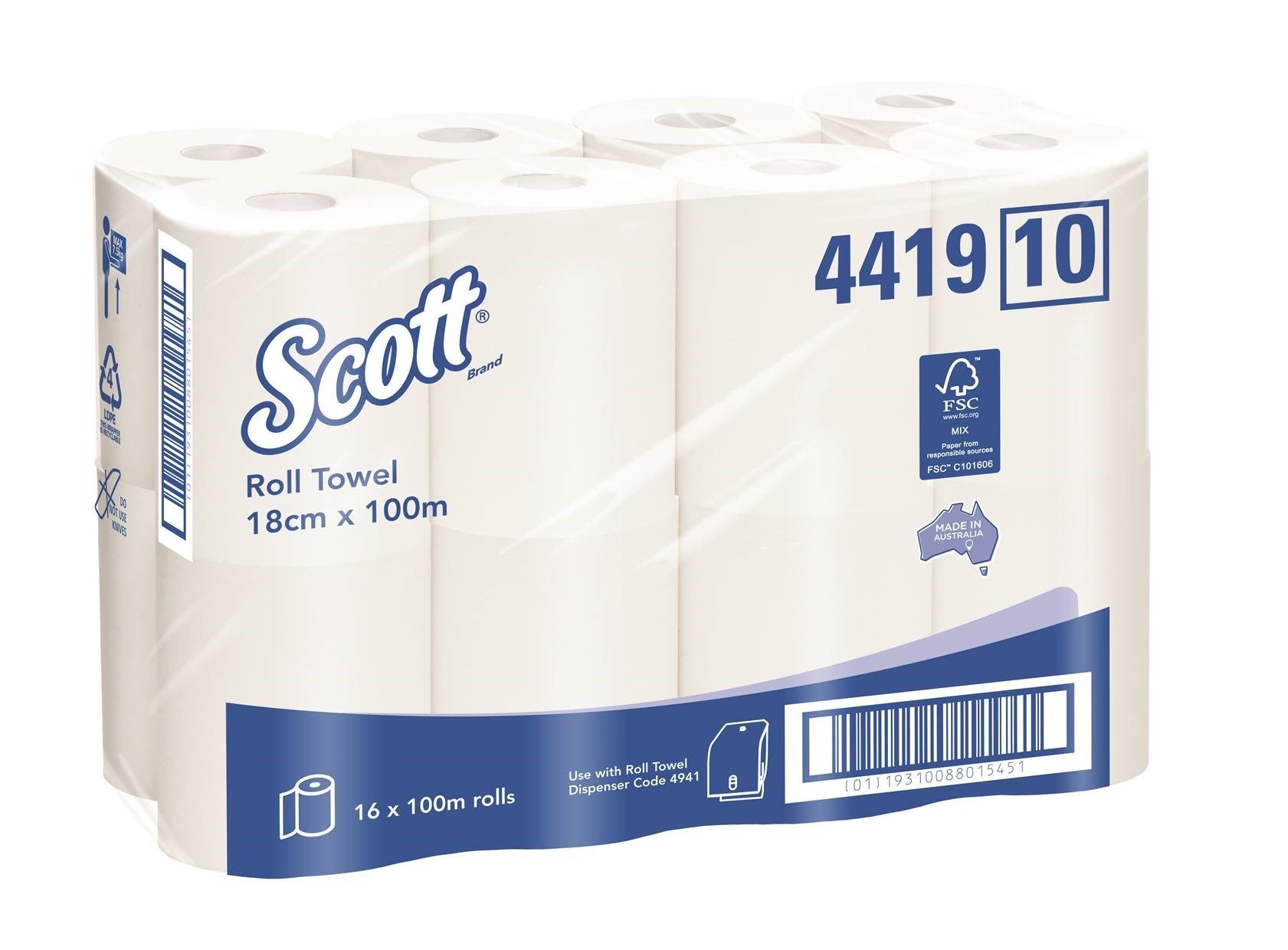 Scott Scott Hand Towel Roll White 18cmx100m - CT/16 Kitchen  