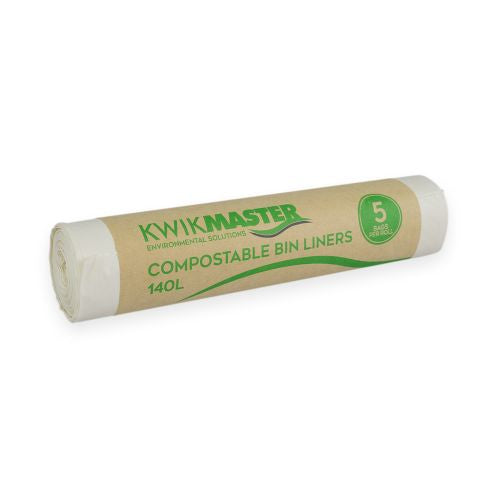Kwikmaster Kwikmaster Bin Liner Compostable 140L - CT/100 Cleaning & Washroom Supplies Carton of 100 