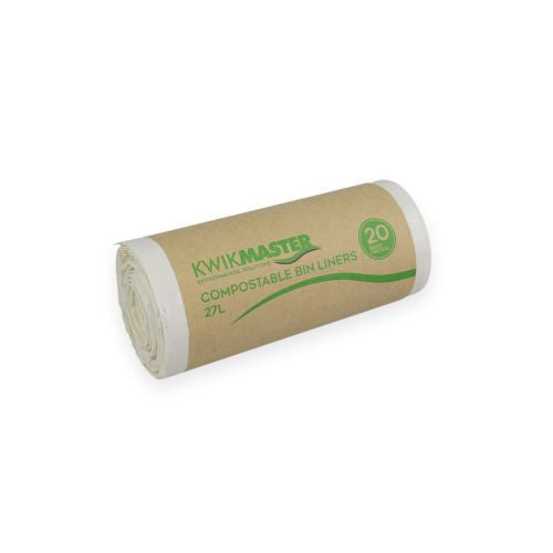Kwikmaster Kwikmaster Bin Liner Compostable 27L - CT/400 Cleaning & Washroom Supplies Carton of 400 