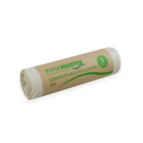 Kwikmaster Kwikmaster Bin Liner Compostable 60L - CT/150 Cleaning & Washroom Supplies Carton of 150 