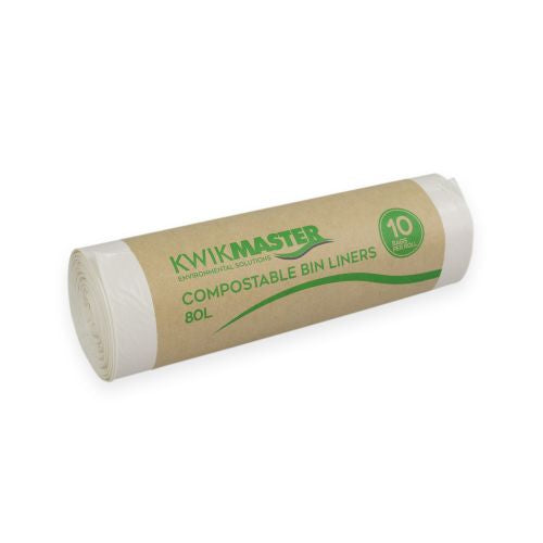 Kwikmaster Kwikmaster Bin Liner Compostable 80L - CT/120 Cleaning & Washroom Supplies Carton of 120 