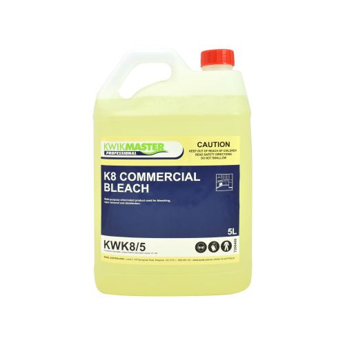 Kwikmaster Professional Kwikmaster K8 Commercial Bleach 4% 5L - Each Cleaning & Washroom Supplies  