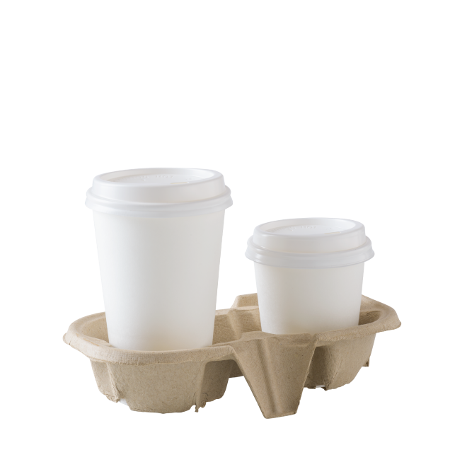 Sustain Sustain Pulp Drink Tray, 2-Cup, Moulded - CT/600 Disposable Food Packaging  