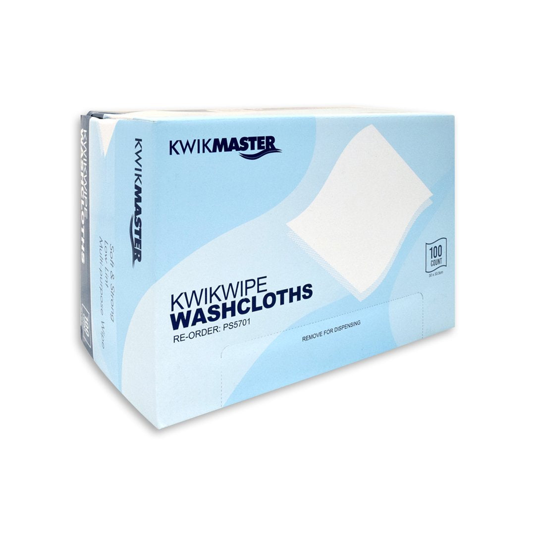 Kwikmaster Kwikwipe Washcloth 30x33.5cm White - CT/1000 Cleaning Supplies  