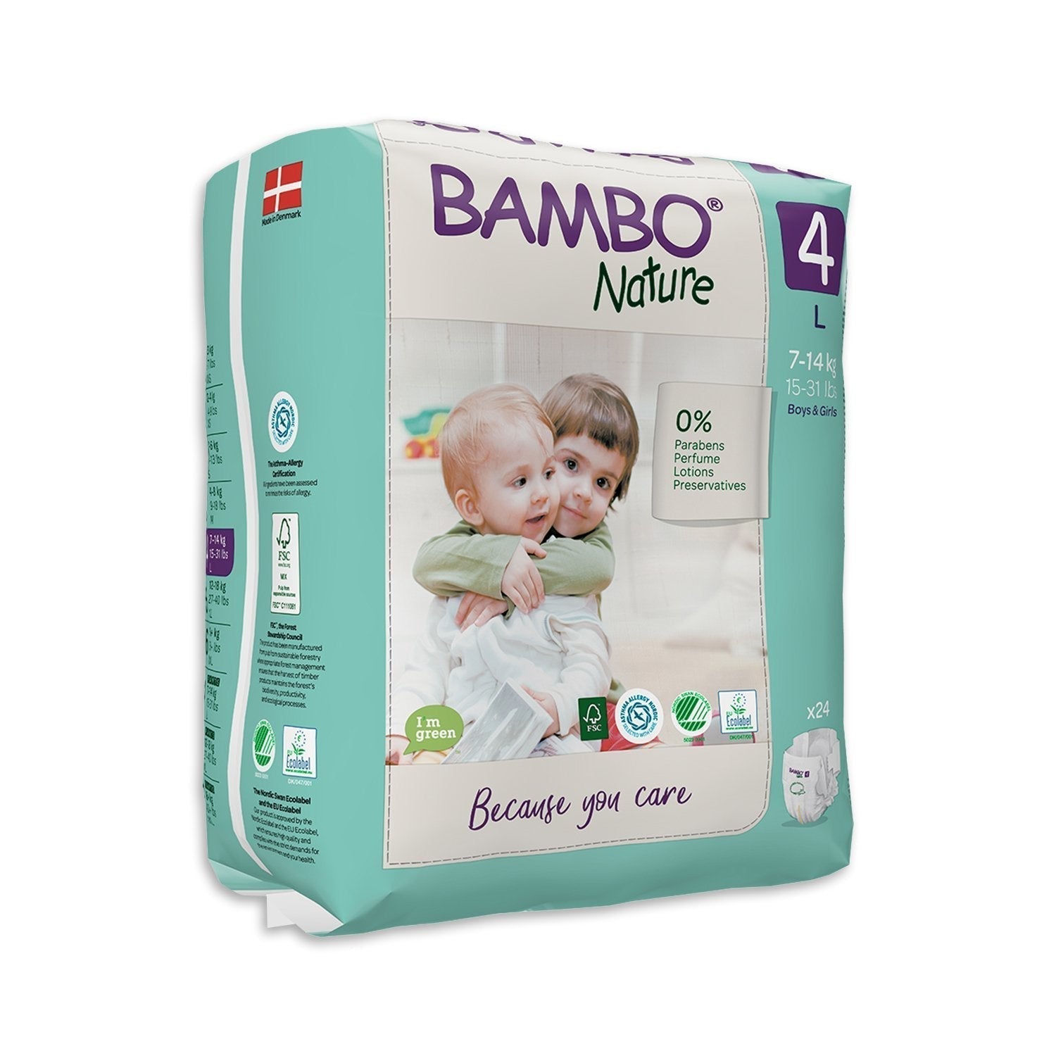 Bambo Nature Bambo Nature Nappies Size 4 (7-14kg) - CT/144 Pads, Diapers And Protectors 4 (7-14kg) Carton of 144