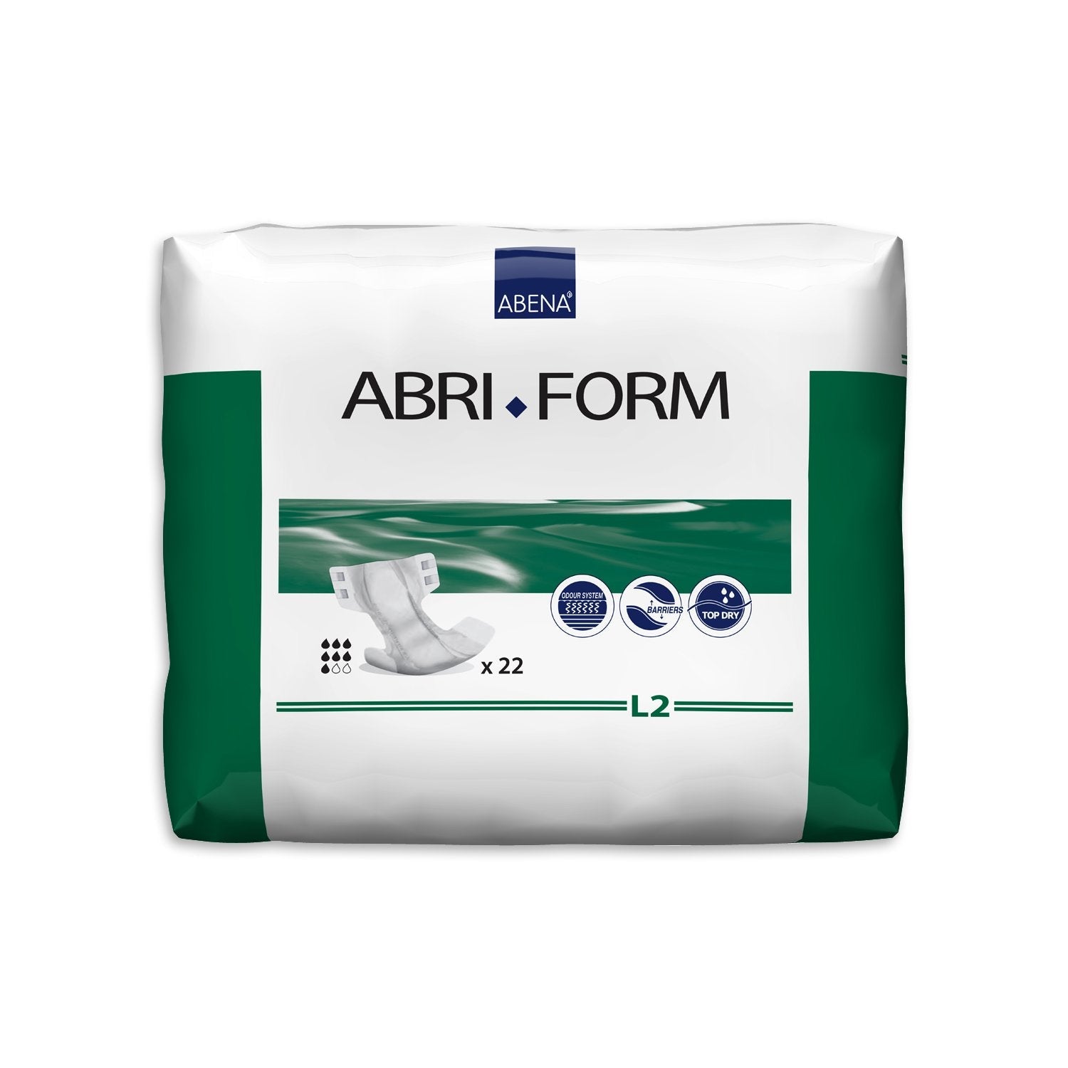 Abena Abri-Form Comfort L2 Green 2800ml 100-150cm - CT/88 Pads, Diapers And Protectors Carton of 88 