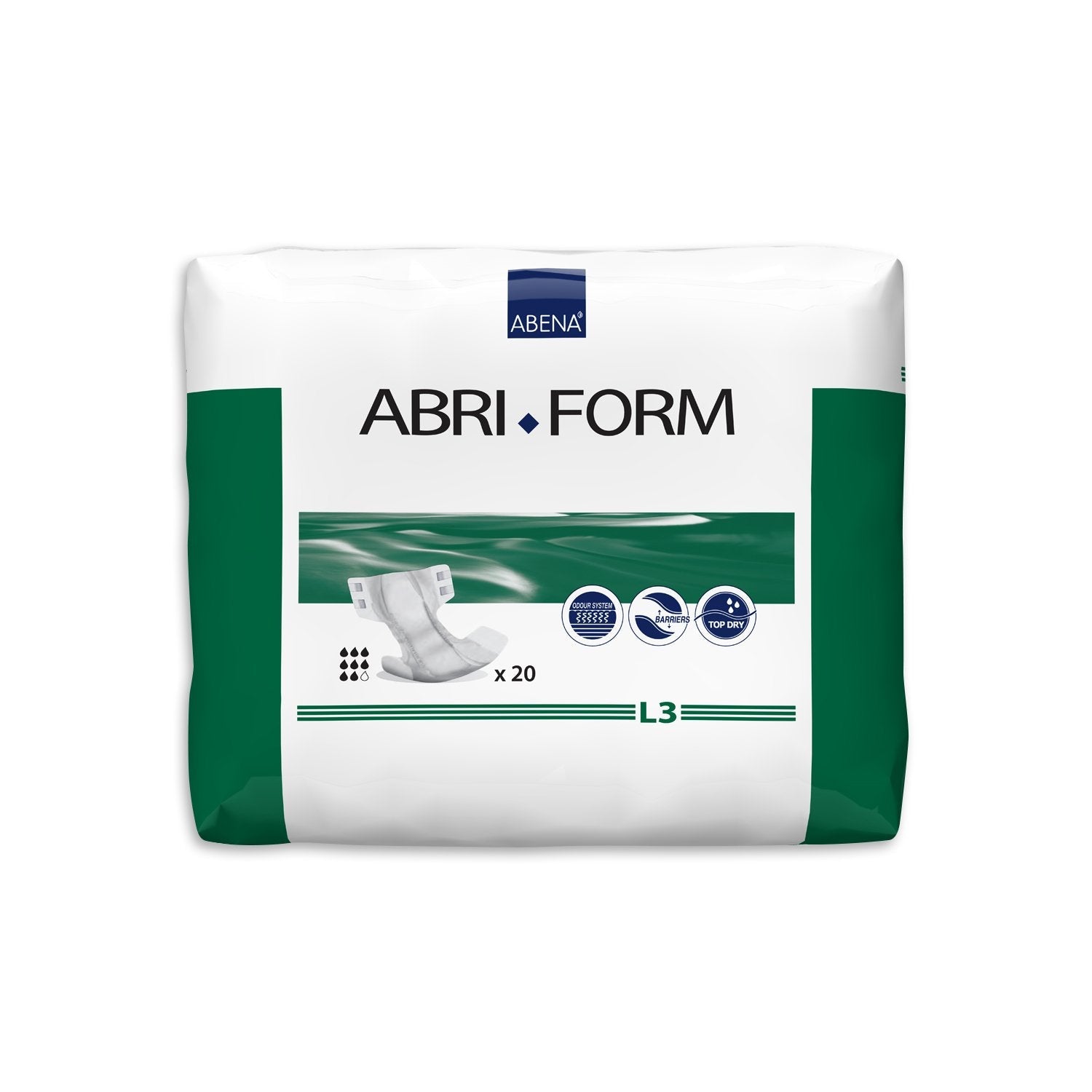 Abena Abri-Form Comfort L3 Green 3300ml 100-150cm - CT/80 Pads, Diapers And Protectors Carton of 80 