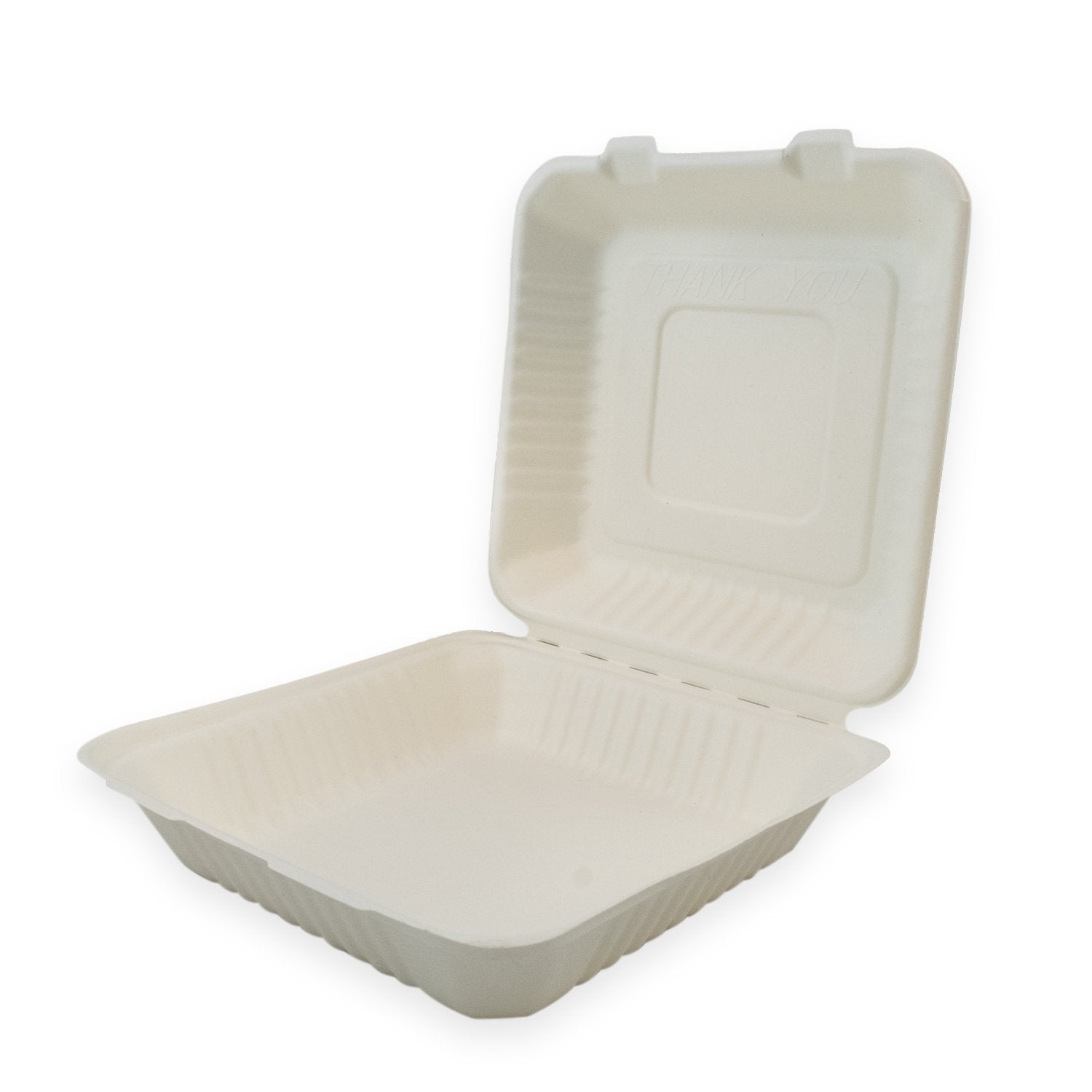 Sustain Sustain Clamshell Sugarcane White 9x9inch - CT/200 Disposable Packaging White Carton of 200