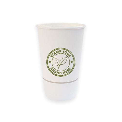Sustain Sustain Hot Cup Double Wall Paper/BioPBS White 16oz - CT/500 Disposable Food Packaging Carton of 500 