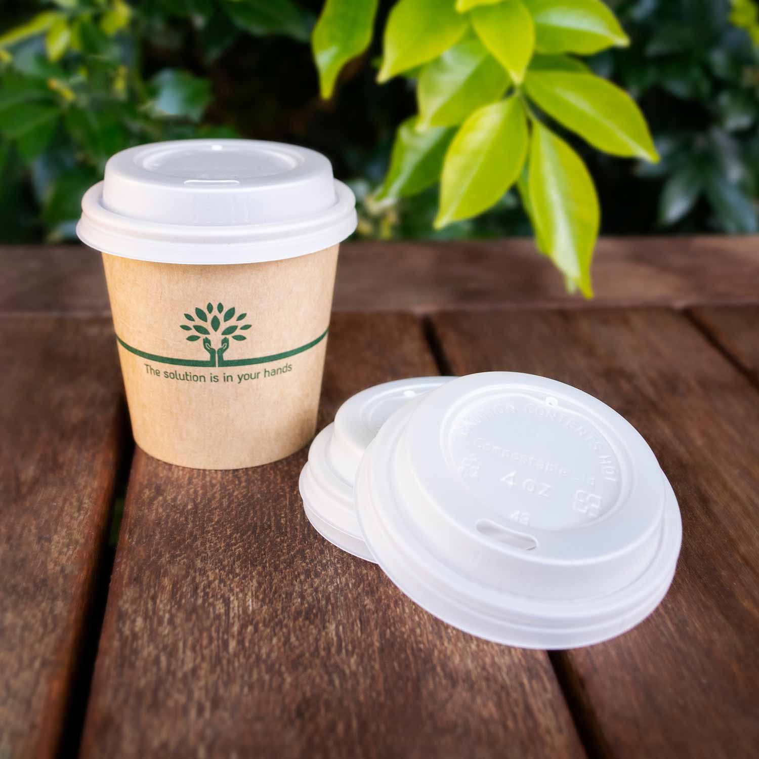 Sustain Hot Cup Lid PLA White 4oz - CT/2000 Disposable Cups  