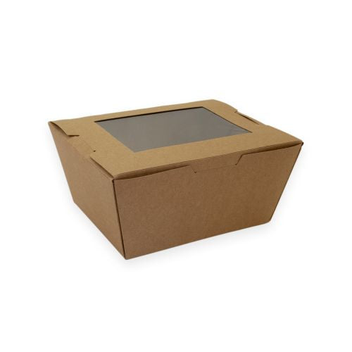 Sustain Sustain Paper Lunch Box PLA Window Kraft Brown Small - CT/200 Disposable Food Packaging Carton of 200 