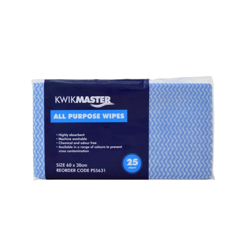 Kwikmaster Kwikmaster Cleaning Wipes All Purpose Blue 60cm X 30cm - CT/250 Cleaning & Washroom Supplies  